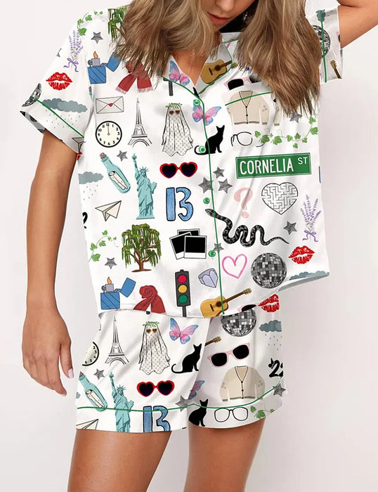 Taylor Swift Street Graphic Printed Pajama Set