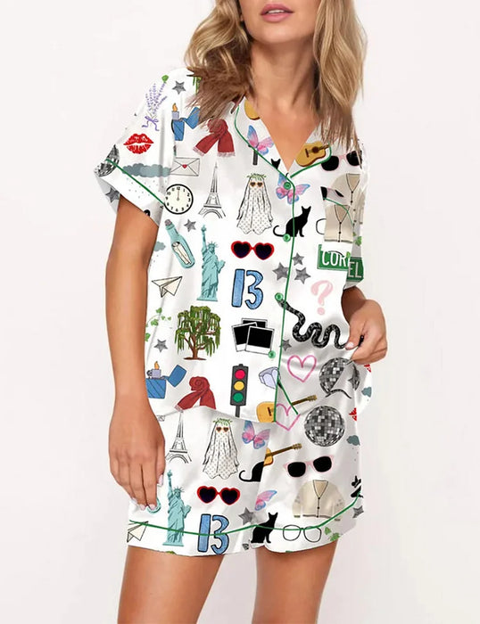 Taylor Swift Street Graphic Printed Pajama Set