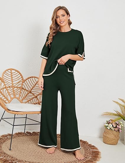 Two Piece Pullover Tops And Pants Set