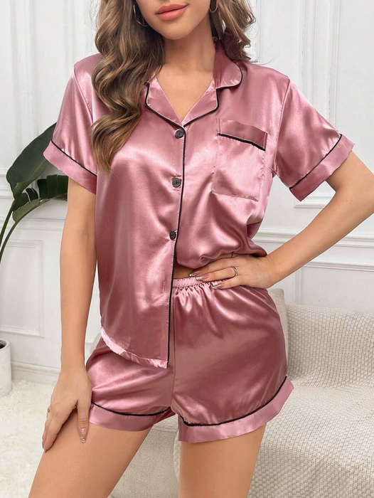 Versatile Button Front Pajama Set