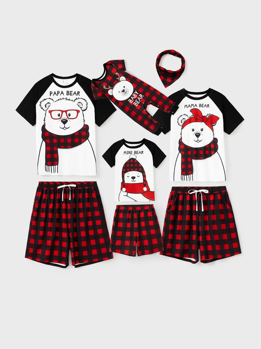 Xmas Bear Raglan Family Matching Short Set