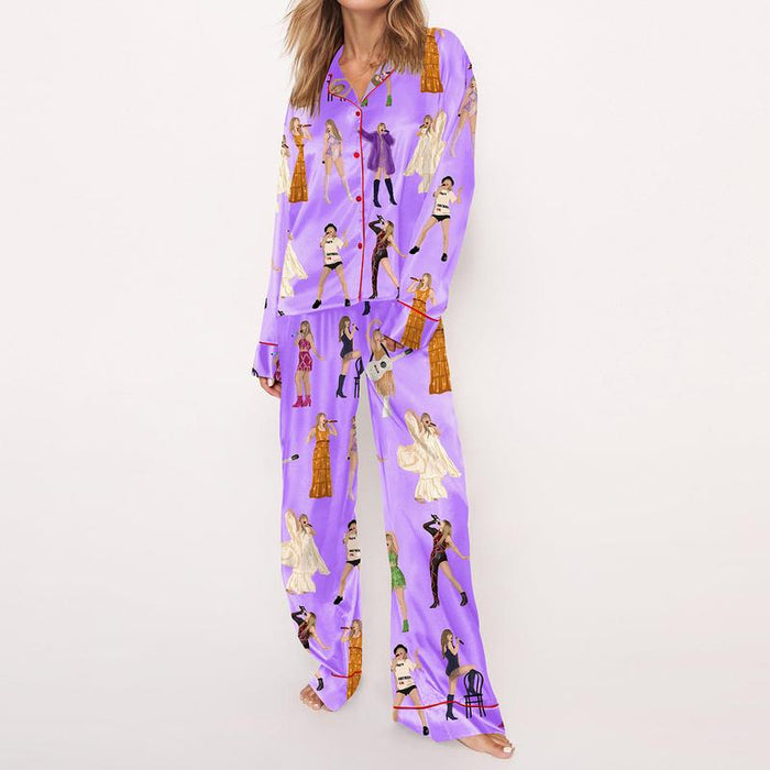 Vibrant Character Printed Long Sleeve Pajama Set