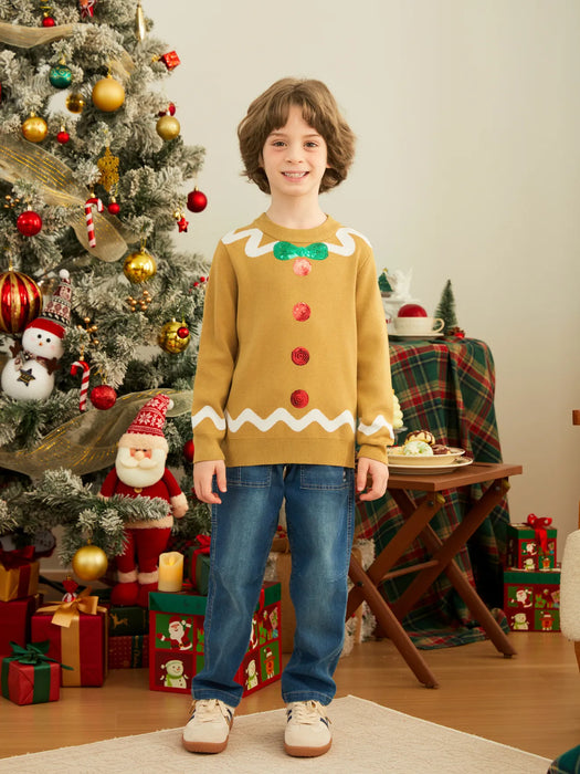 Gingerbread Print Christmas Family Matching Sweater