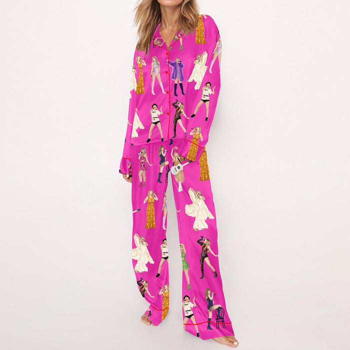 Vibrant Character Printed Long Sleeve Pajama Set