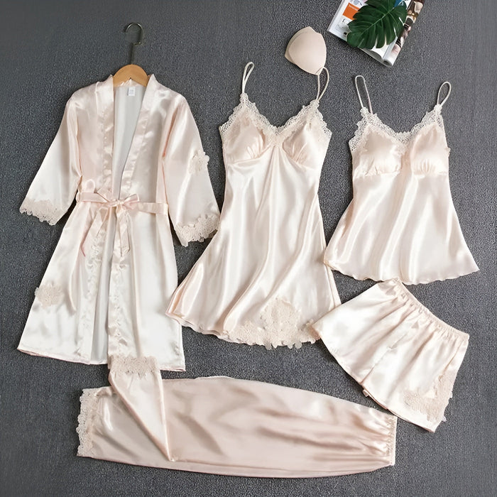 Cozy And Comfy Sleepwear Set With Lace Trim