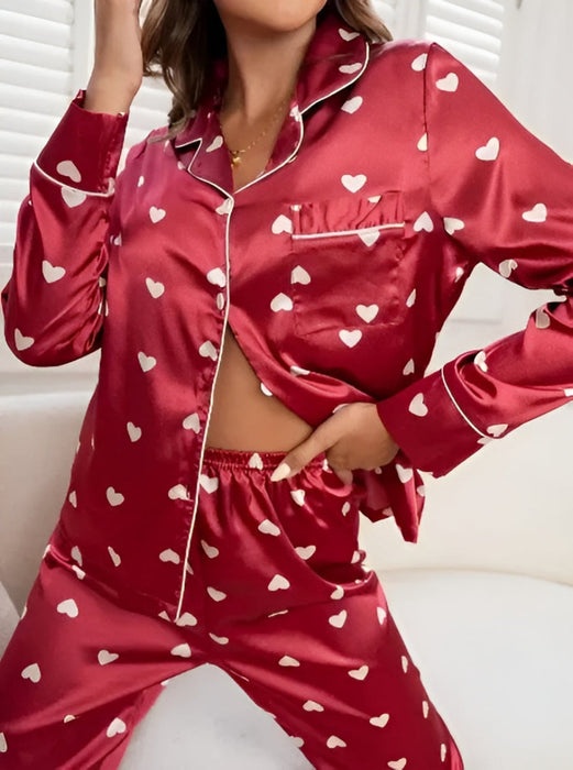 Luxurious Cordate Printed Pajama Set