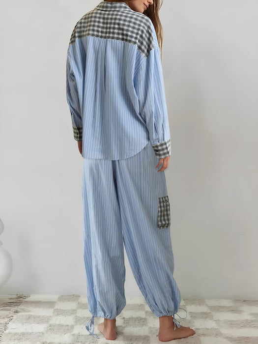 2 Piece Plaid Patterned Comfy Lounge Set