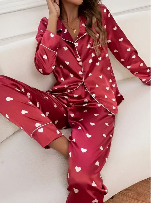 Luxurious Cordate Printed Pajama Set