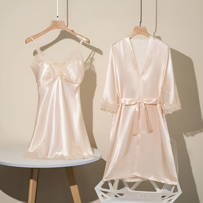 2 Piece Lace Slip Dress And Robe Set