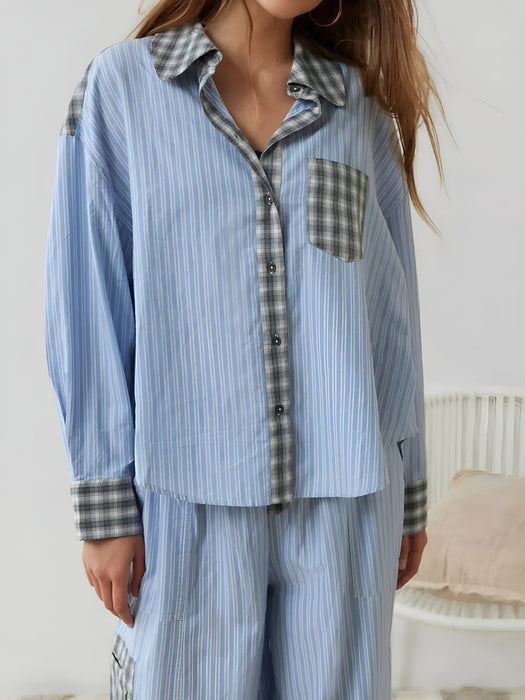 2 Piece Plaid Patterned Comfy Lounge Set