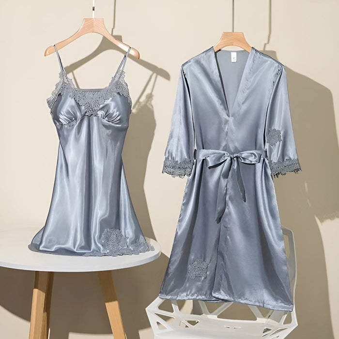 2 Piece Lace Slip Dress And Robe Set