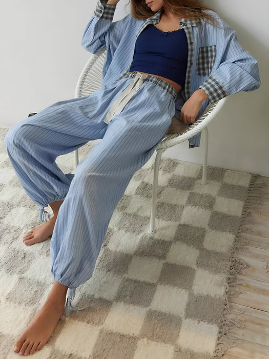 2 Piece Plaid Patterned Comfy Lounge Set