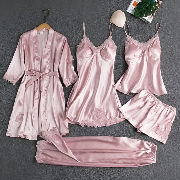 Cozy And Comfy Sleepwear Set With Lace Trim