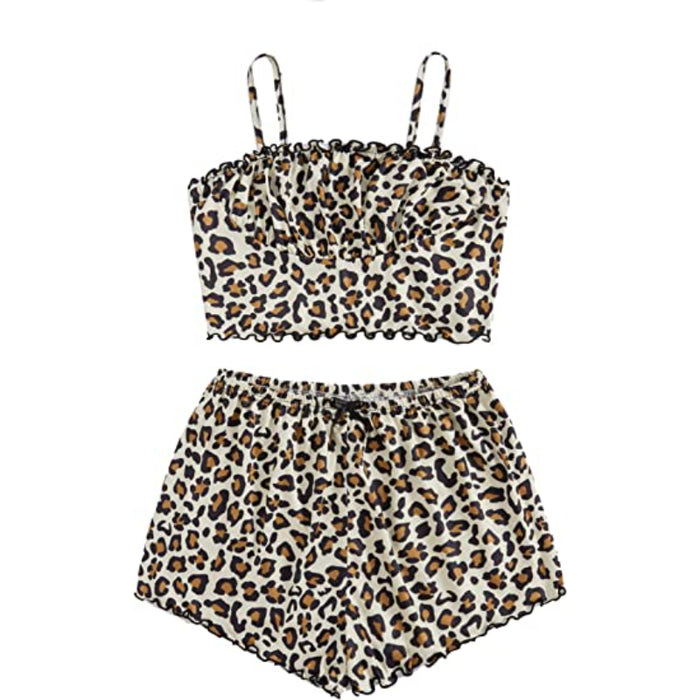 Women's 2 Piece Sleeveless Button Crop Tank Tops & Shorts Lounge Set