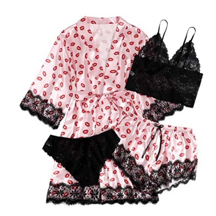 Floral Lingerie Pajama Set For Women