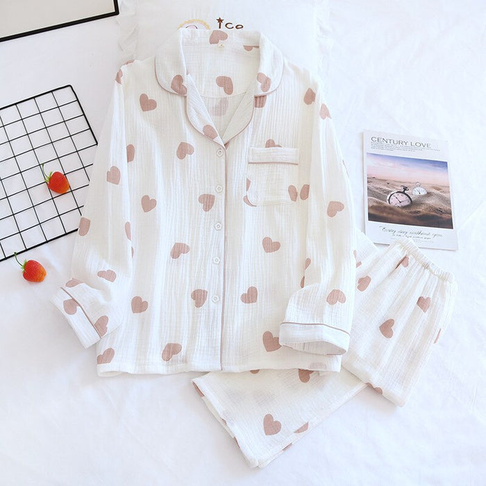 Women's Cotton Crepe Long Sleeve 2 Piece Pajama Set