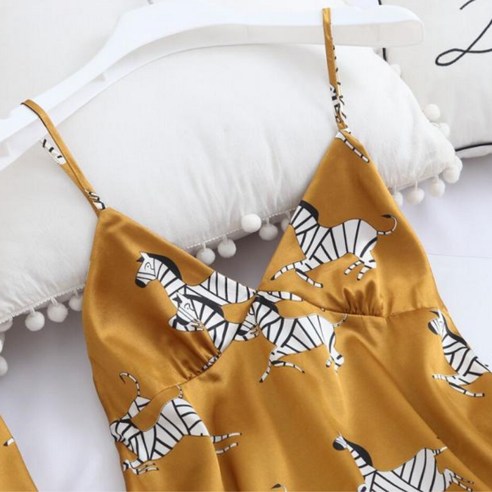 Zebra Print Pajama Female 3 Pieces Home Wear Affordable Pajama Sets