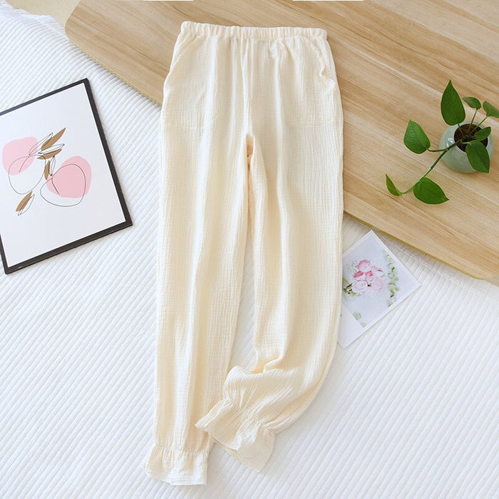 Women's Solid Color Cotton Crepe Pants