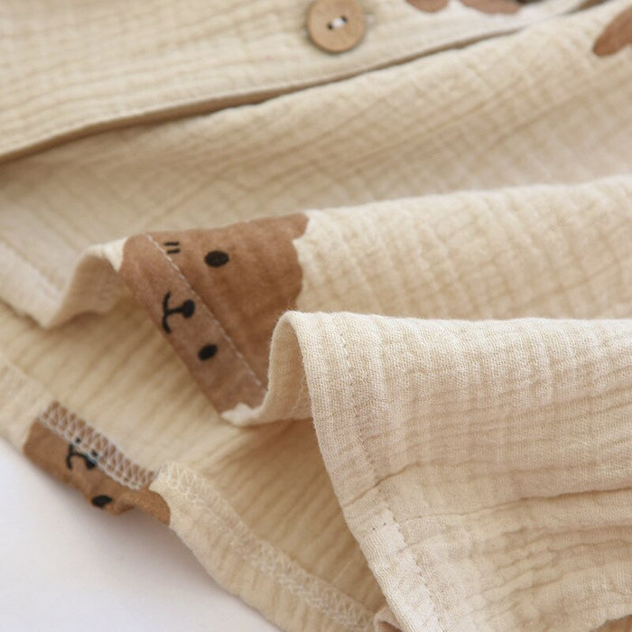 Couple Short Sleeve Bear Pattern 2 Piece Pajamas Set