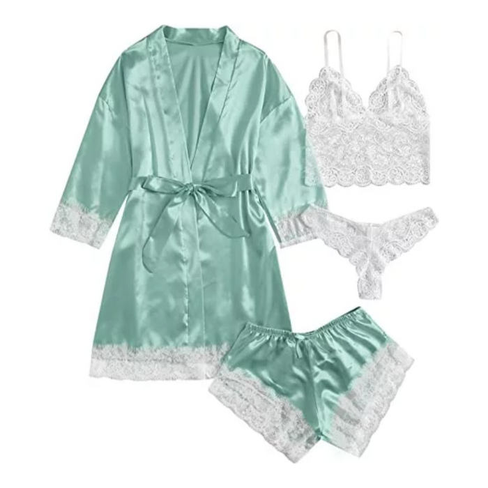 Women's Satin Floral Lingerie Pajama Set