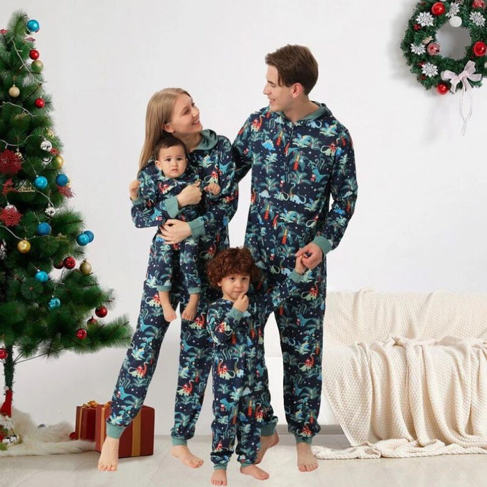 Dinosaur Print Christmas Family Matching Pajamas