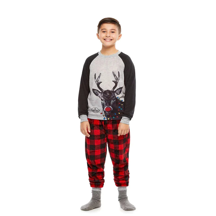Santa Christmas Deer Print Pajama Set