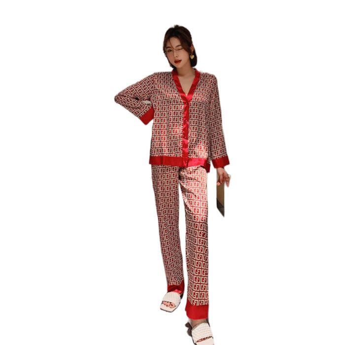Women's Pajamas Set V Neck Design