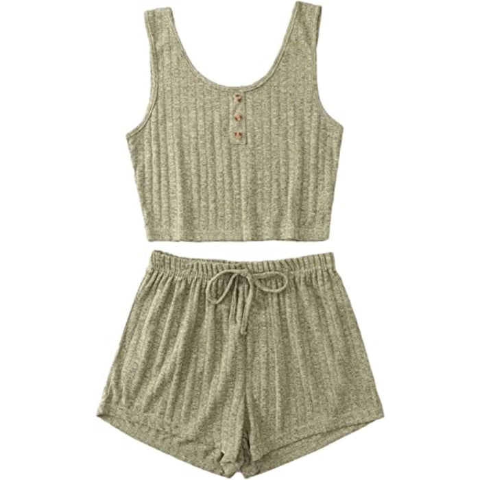 2 Piece Tank Tops And Shorts Lounge Set For Women