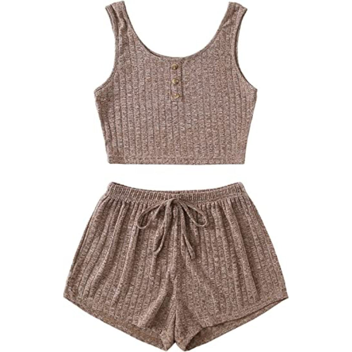 Color Coordinated Crop Top And Shorts Set For Women