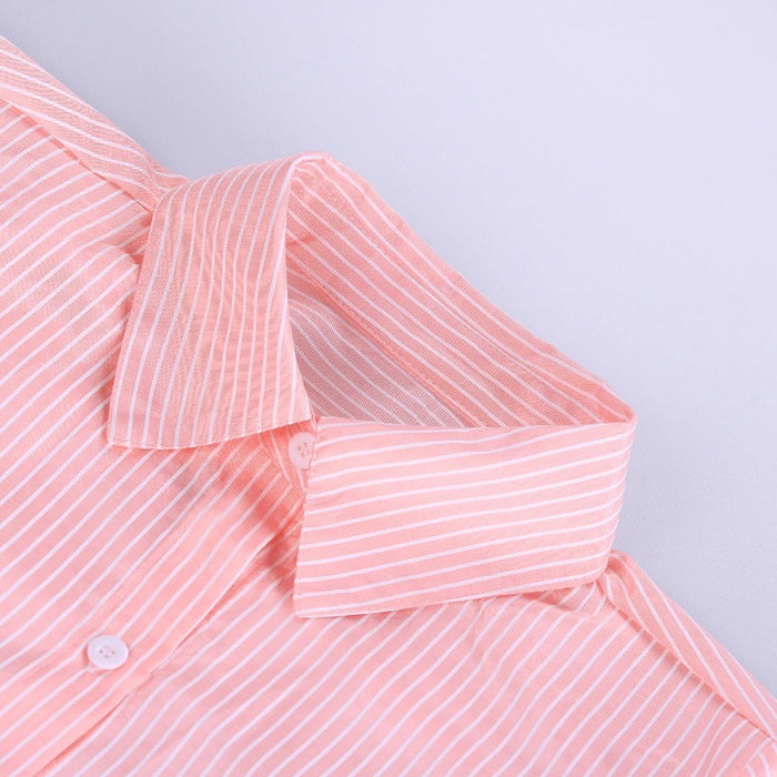 Long-Sleeve Shirt Tops & High Waist Short Set