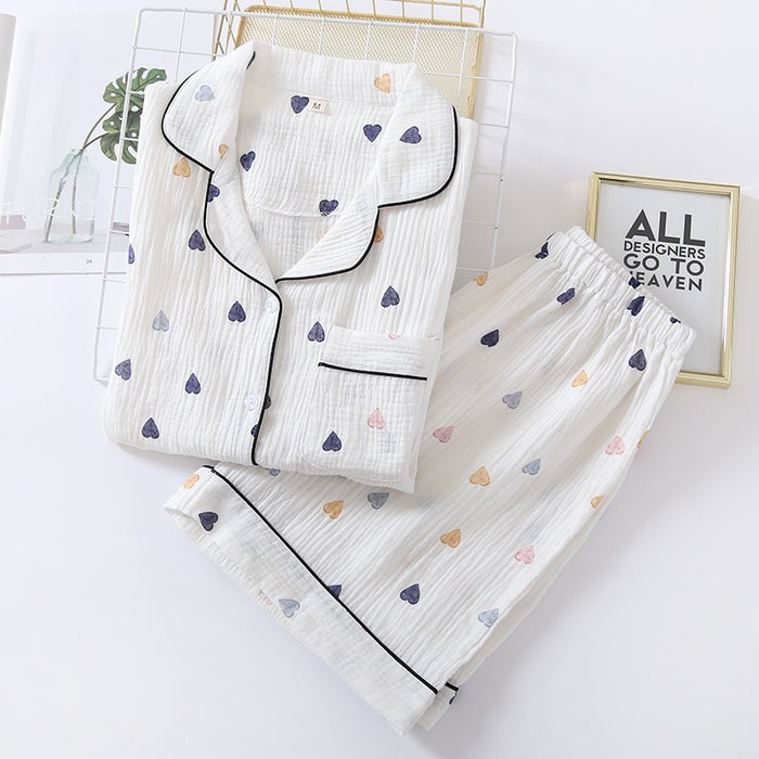 The Cute White Short Pajama Set Breathable Pajamas
