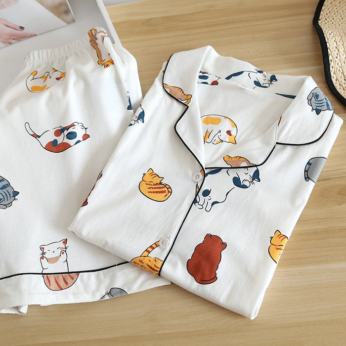 The Cartoon Printed 2 Piece Pajama Set Best Sleepwear