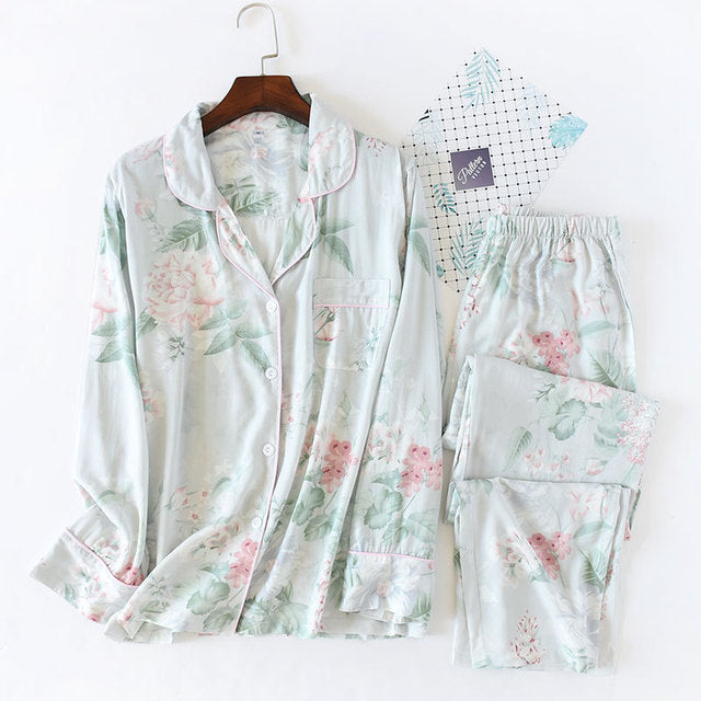 The Floral Print Pocketed Pajama Set 2 Piece Pajama Set