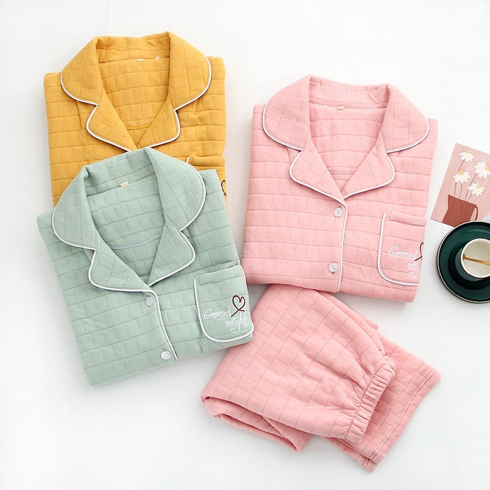 The Solid Embroidery Pajama Set Original Pajamas
