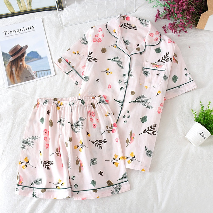 The Cute Cartoon Floral Print Pajama Set Original Pajamas