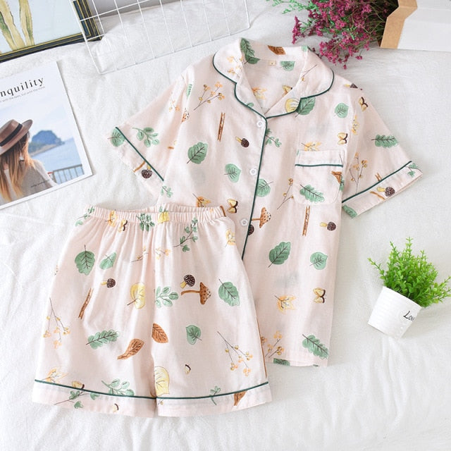 The Cute Cartoon Floral Print Pajama Set Original Pajamas