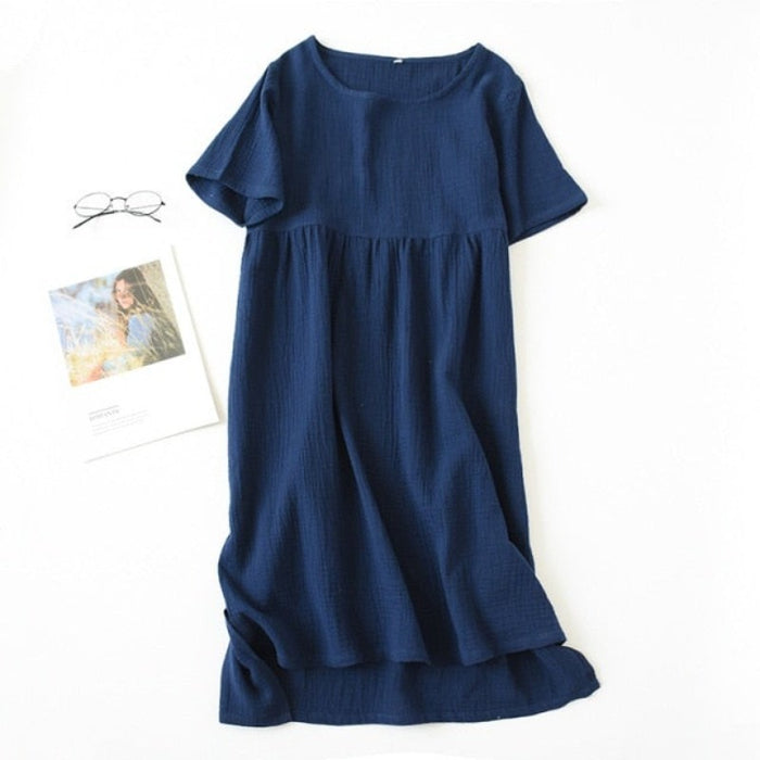 The Summer Solid Gown Cotton Sleepwear For Women