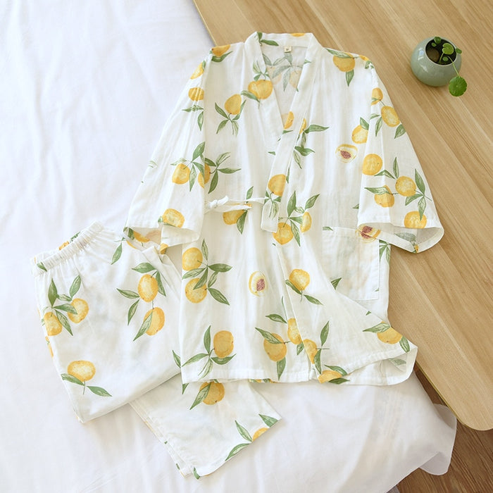The Lemon Printed Kimono Best Ladies Pajamas