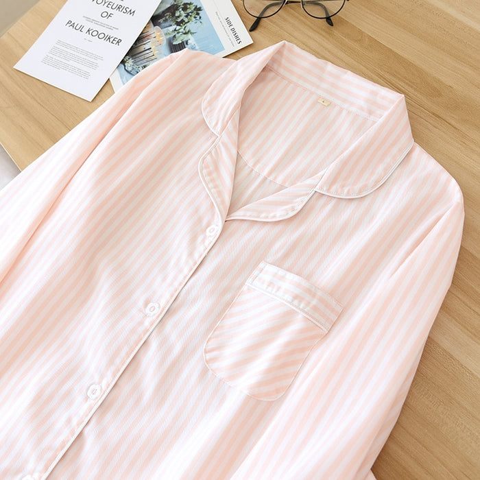 The Striped Unisex 2 Piece Pajama Set Cotton Sleepwear