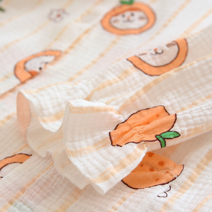 The Cute Cartoon Orange Cat Pajama Set Original Pajamas