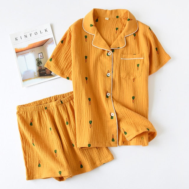 Carrot Print 2 Piece Sleepwear Shorts Set — Original Pajamas