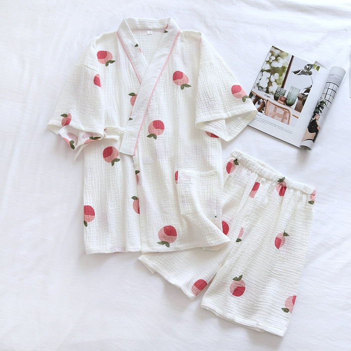 The Peach Fruity 2 Piece Pajama Set Women's Cute Cotton Sleepwear