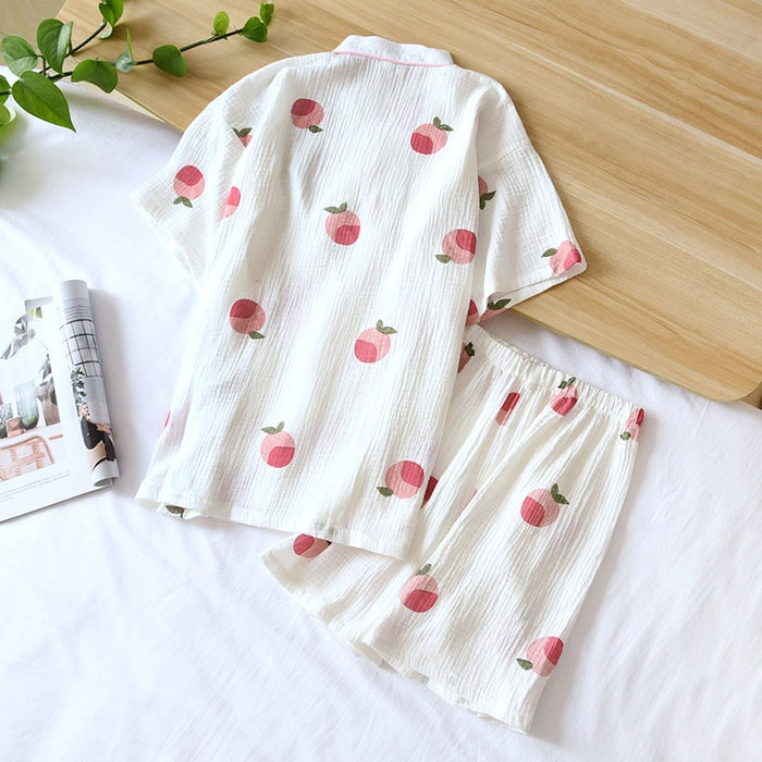 The Peach Fruity 2 Piece Pajama Set Women's Cute Cotton Sleepwear