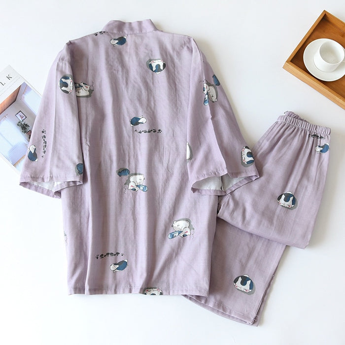 The Cute Kitten Kimono Set Original Pajamas