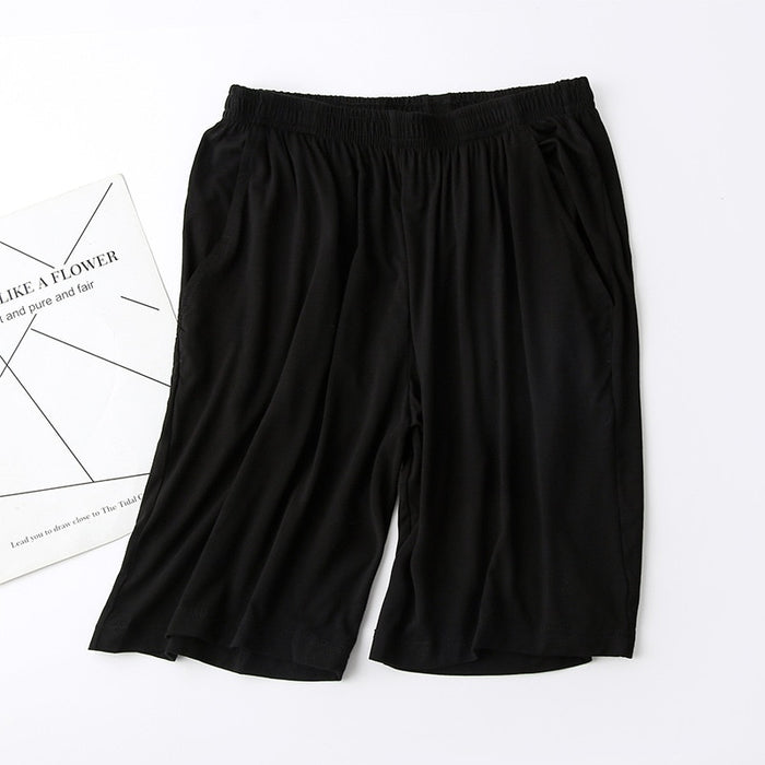 The Solid Knee Length Pocket Pants Breathable Pajamas