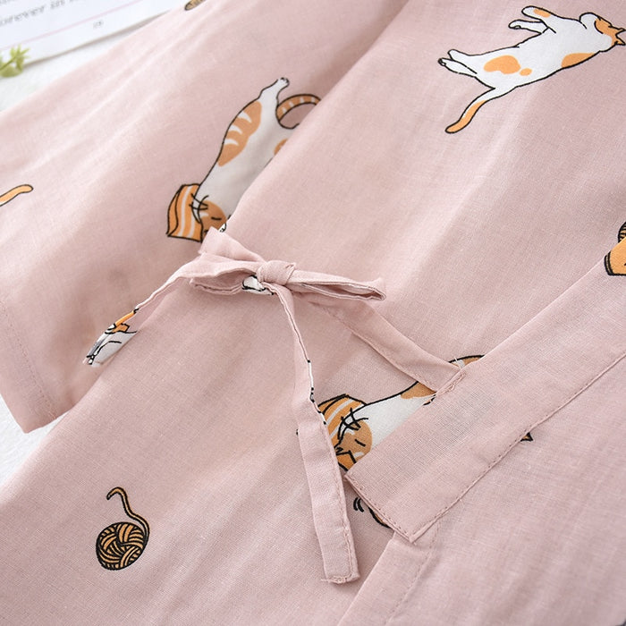 The Cat Printed Kimono Original Pajamas