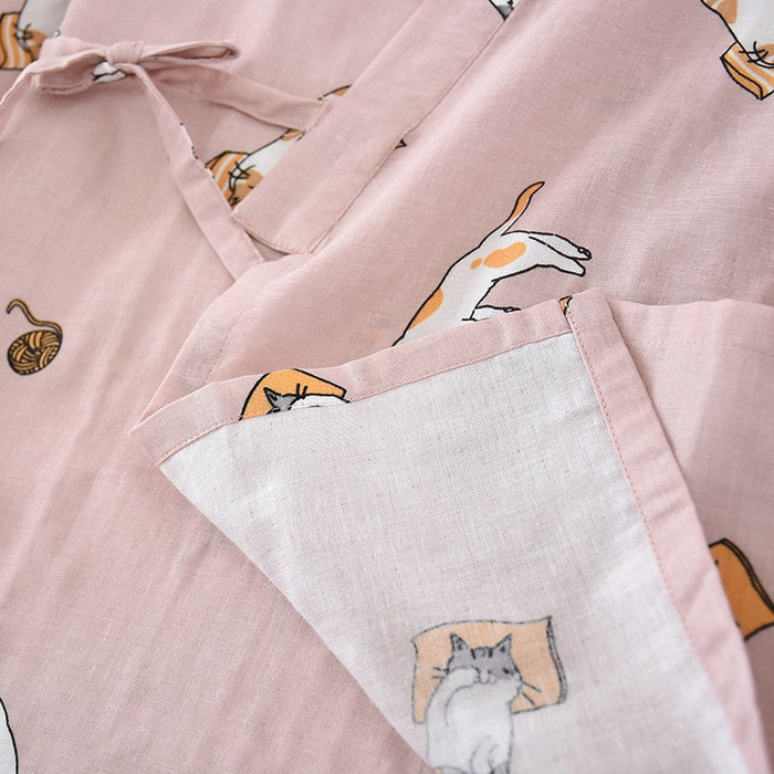 The Cat Printed Kimono Original Pajamas