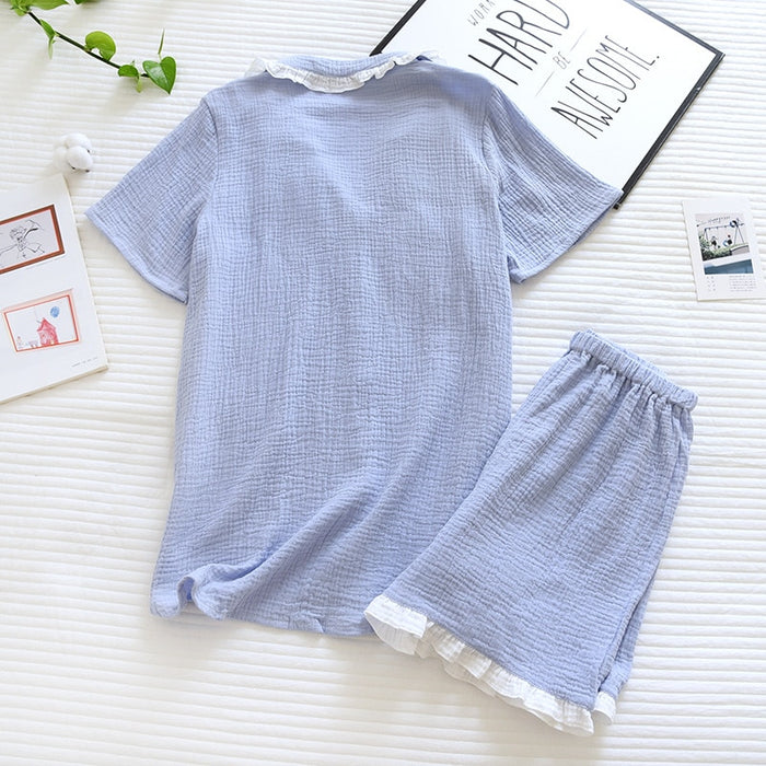 The Ruched Frilled Solid Original Pajamas