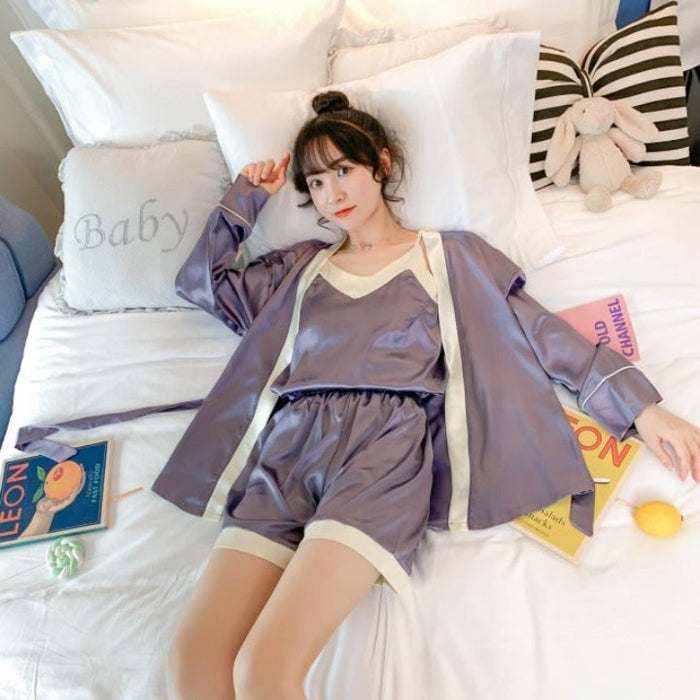 The Silk Satin 3 Piece Original Pajamas Set