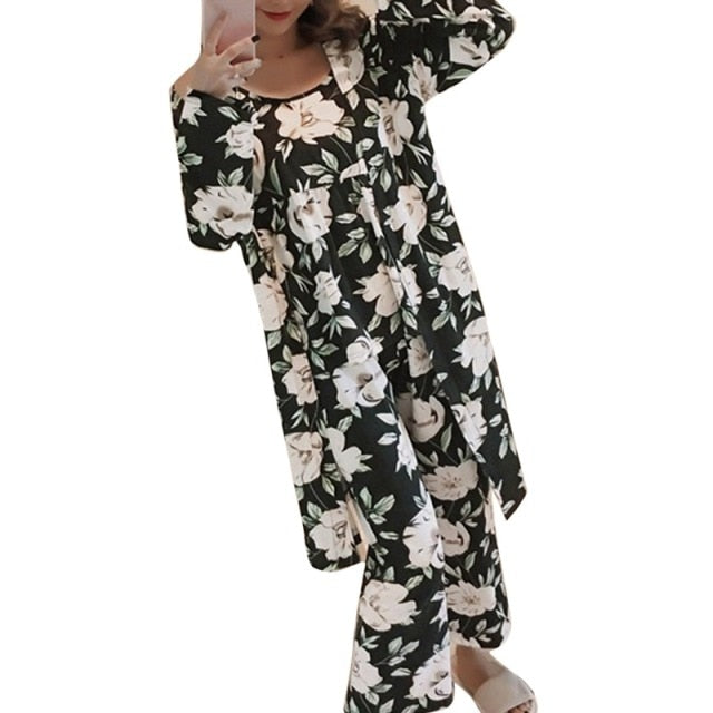 3 Piece Pajama Set Womens Spring And Summer Wear